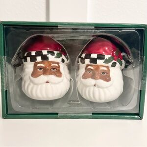 New! Granville Lane Santa Salt Pepper Shakers Tan ceramic